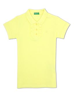 United Colors of Benetton - Girls Yellow Solid Polo T-Shirt
