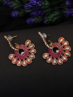 Anika's Creations - Traditional Gold Plated American Diamond And Pearl Jhumki
