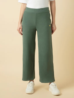 Van Heusen Woman Lingerie and Athleisure - Women Green Zipper Pocket Wide Leg Pant