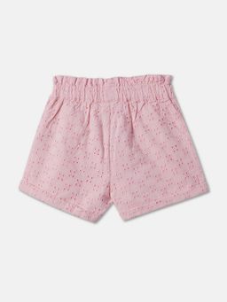 R&B - Cotton Self Design High-Waist Cuffed Hem Girls Shorts