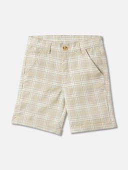 R&B - Cotton Regular Fit Mid Waist Clean Hem Checks Boys Shorts