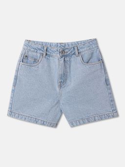 R&B - Cotton Regular Fit Mid Waist Clean Hem Girls Shorts