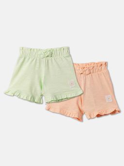 R&B - Cotton Regular Fit Paperbag Waist Clean Hem Girls Shorts (Pack of 2)