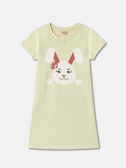 R&B - Cotton Graphic Print Round Neck Half Sleeves Girls Night Dress