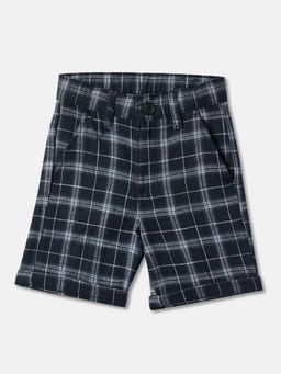 R&B - Cotton Relaxed Fit Buttoned Waist Checked Design Boys Shorts