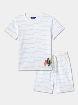 R&B - Cotton Printed Regular Fit Elastic Waist Boys T-shirt and Shorts