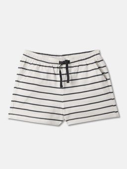 R&B - Cotton Striped Elastic Waist Clean Hem Girls Shorts