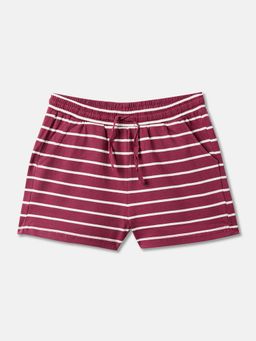 R&B - Cotton Striped Mid-Waist Clean Hem Girls Shorts