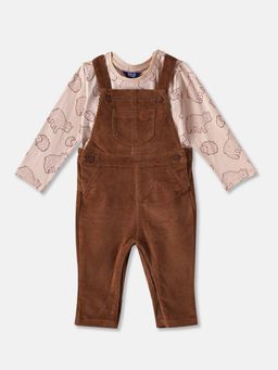 R&B - Corduroy Adjustable Straps Button Closure Girls Dungaree with Top