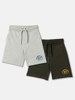 R&B - Cotton Relaxed Fit Drawstring Waist Clean Hem Boys Shorts (Pack of 2)