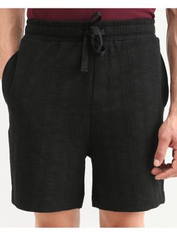 Rare Rabbit - Black Textured Drawstring Shorts