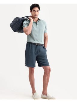 Rare Rabbit - Blue Nylon Viscose Relaxed Shorts