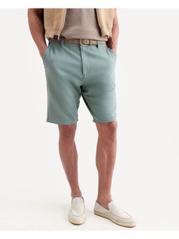 Rare Rabbit - Green Bi-Stretch With Jacquard Waistband Shorts
