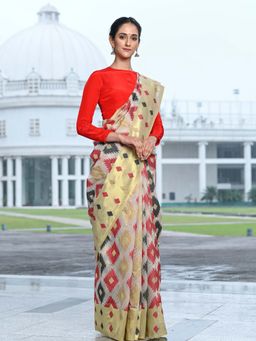 Beatitude - Multicolor Banarasi Silk Jacquard Work Saree with Unstitched Blouse