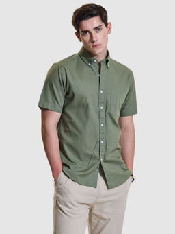Snitch - Men Olive Solid Casual Shirt