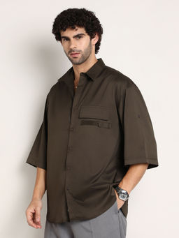 Campus Sutra - Men Brown Solid Casual Shirt