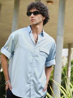 Campus Sutra - Men Blue Solid Casual Shirt