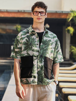 Campus Sutra - Men Green Printed Casual Shirt