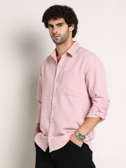 Campus Sutra - Men Pink Solid Casual Shirt