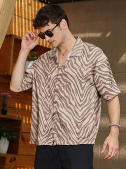Campus Sutra - Men Brown Printed Casual Shirt