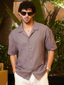 Campus Sutra - Men Taupe Solid Casual Shirt