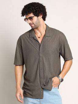 Campus Sutra - Men Brown Solid Casual Shirt