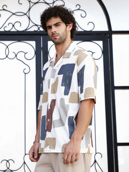 Campus Sutra - Men White Printed Casual Shirt