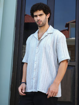 Campus Sutra - Men Grey Textured Casual Shirt