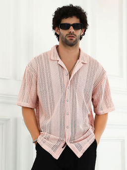 Campus Sutra - Men Pink Solid Casual Shirt