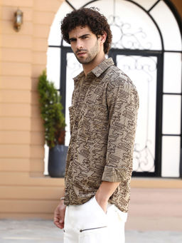 Campus Sutra - Men Brown Embroidered Casual Shirt