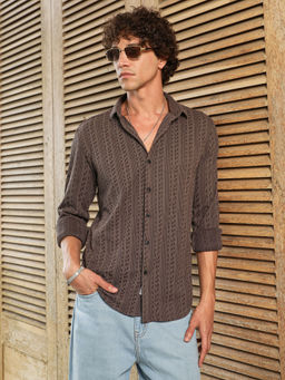 Campus Sutra - Men Brown Printed Casual Shirt