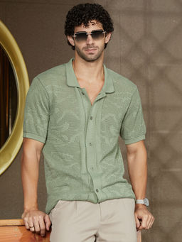 Campus Sutra - Men Green Solid Casual Shirt