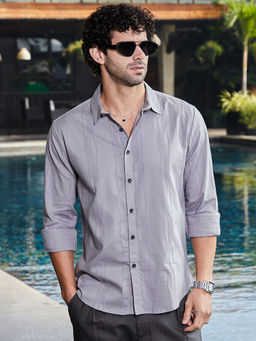 Campus Sutra - Men Grey Solid Casual Shirt