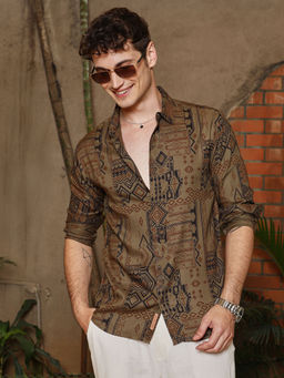Campus Sutra - Men Brown Printed Casual Shirt
