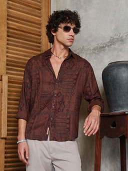 Campus Sutra - Men Brown Printed Casual Shirt