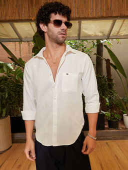 CAHOOT - Men Off White Solid Casual Shirt