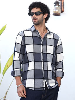 Campus Sutra - Men Grey Checks Casual Shirt