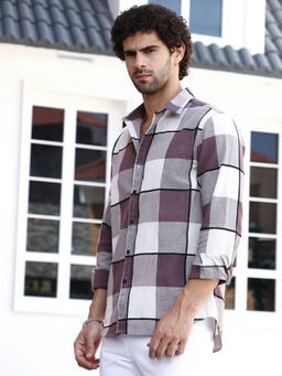 Campus Sutra - Men Purple Checks Casual Shirt