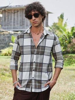 Campus Sutra - Men Green Checks Casual Shirt