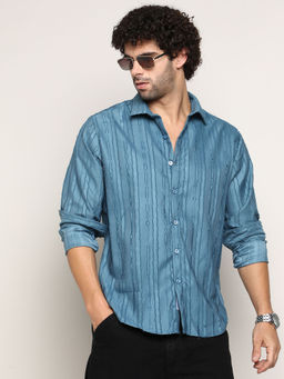 Campus Sutra - Men Blue Solid Casual Shirt