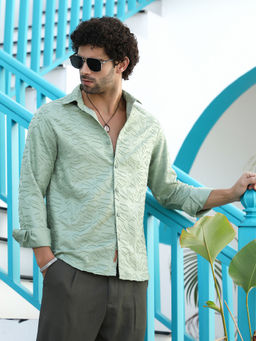 Campus Sutra - Men Green Solid Casual Shirt