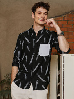 Campus Sutra - Men Black Printed Casual Shirt
