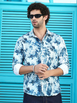Campus Sutra - Men Blue Printed Casual Shirt