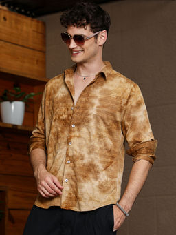 Campus Sutra - Men Brown Tie and Dye Casual Shirt