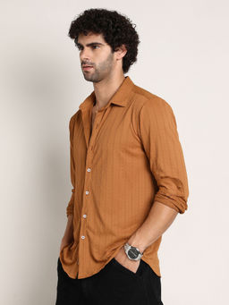 Campus Sutra - Men Brown Solid Casual Shirt