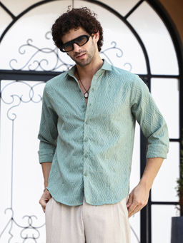 Campus Sutra - Men Green Solid Casual Shirt