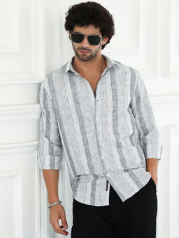 Campus Sutra - Men Grey Stripes Casual Shirt