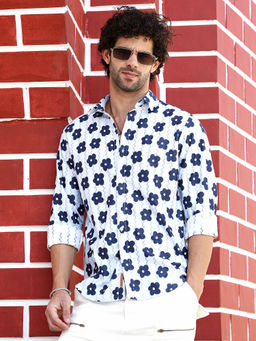 Campus Sutra - Men Blue Printed Casual Shirt