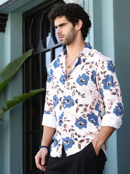 Campus Sutra - Men Off White Printed Casual Shirt