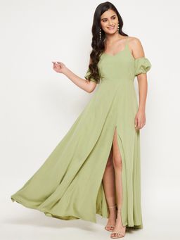 WineRed - Light Green Long Maxi Dress